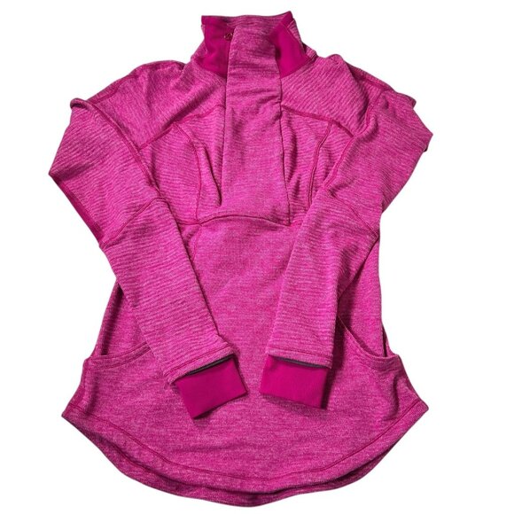 Lululemon Womens Pink Base Runner 1/2 Zip Mini Check Pique Raspberry Top Size 6 - Picture 5 of 15